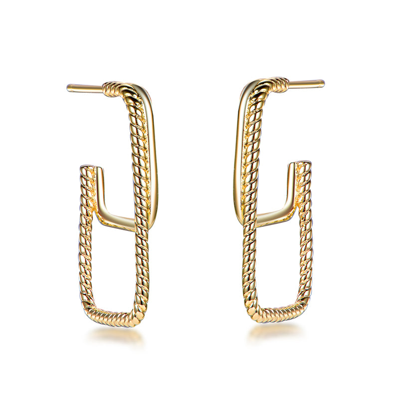 Gold Plated Sterling Silver Double Rectangular "Hoop" Earrings