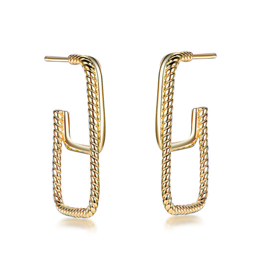 Gold Plated Sterling Silver Double Rectangular "Hoop" Earrings