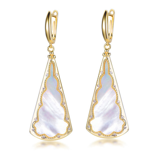 Gold Plated Sterling Silver and Mother of Pearl Drop Earrings