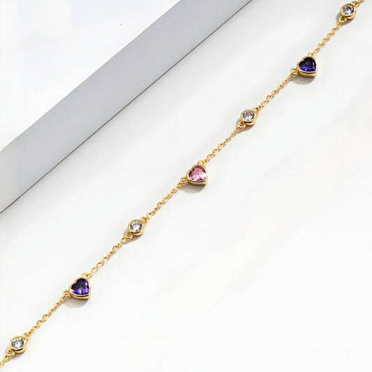 Sterling Silver Colorful Heart Necklace
