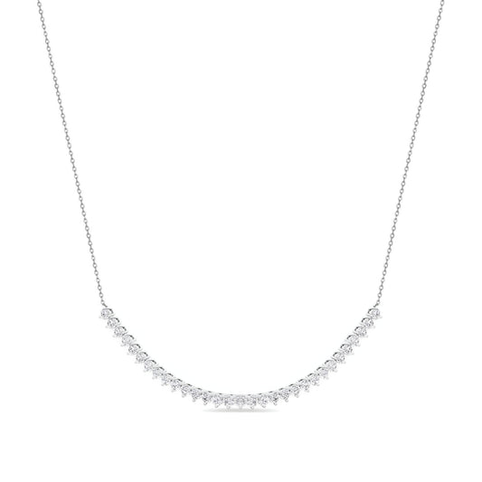 14K 31 Stone Diamond 3 Prong Setting Tennis Bar Necklace