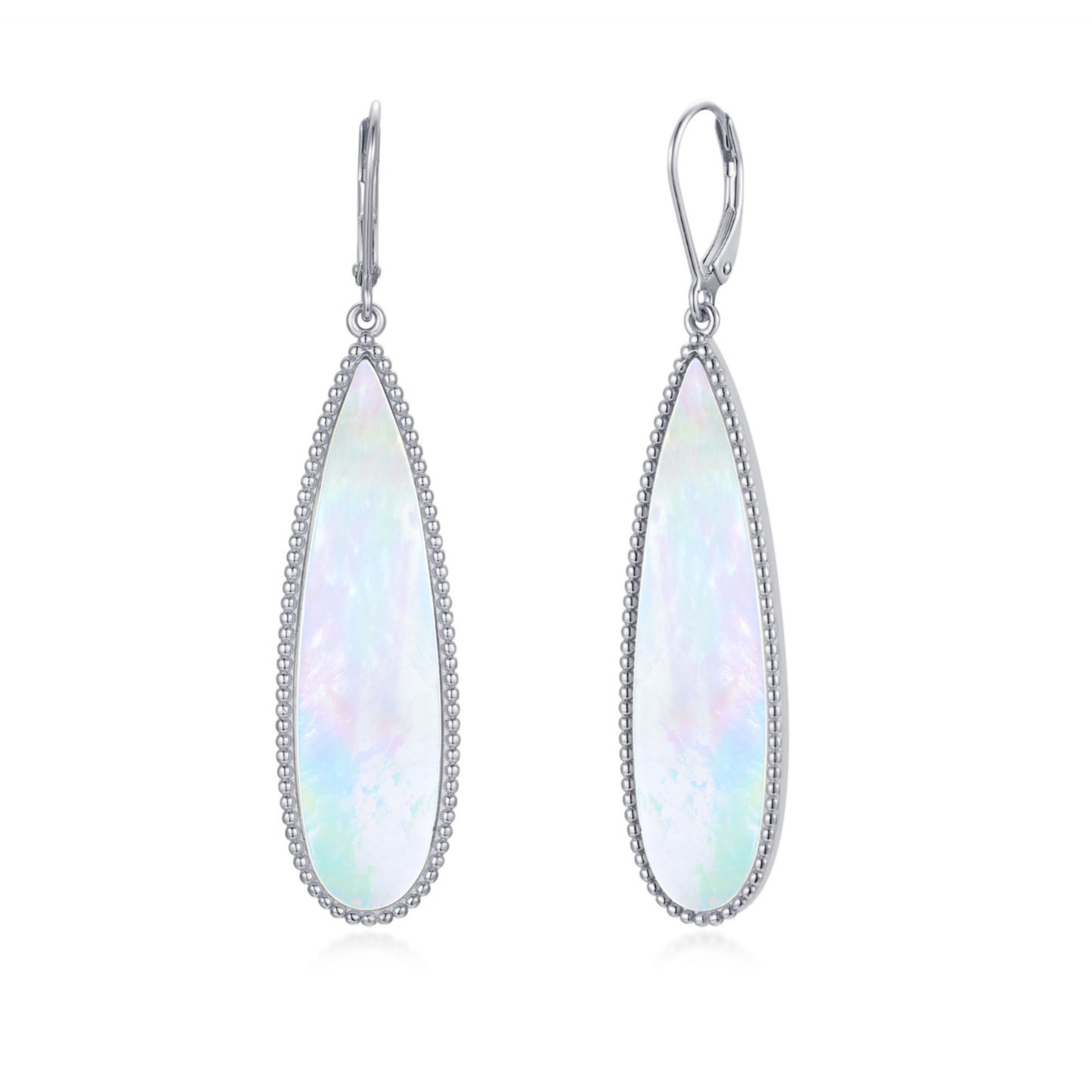 Gold Plated Sterling Silver Mother of Pearl Teardrop on Leverback Earring
