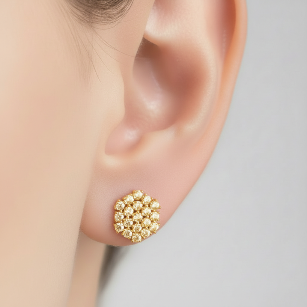 Sterling Silver Cluster Stud Earring