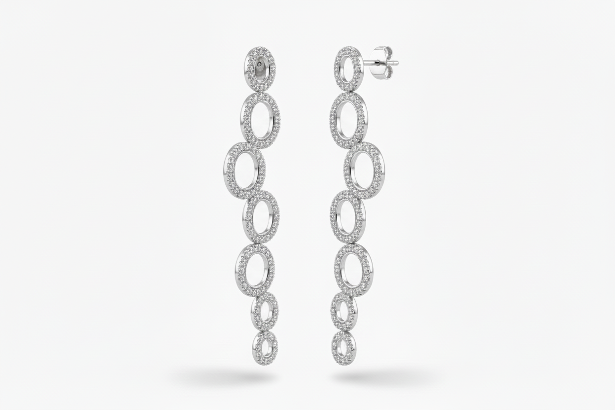 Sterling Silver CZ Circles Earring
