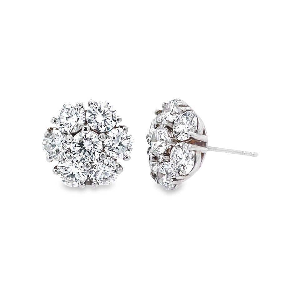 14K 7 Lab Grown Diamond Flower Cluster Earrings
