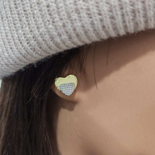 Gold Plated Surgical Steel Small Heart on Heart Stud Earrings
