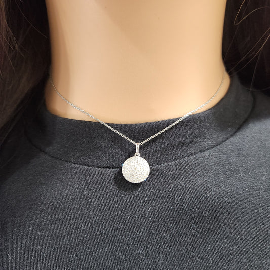 14K Micropave Circle Diamond Necklace