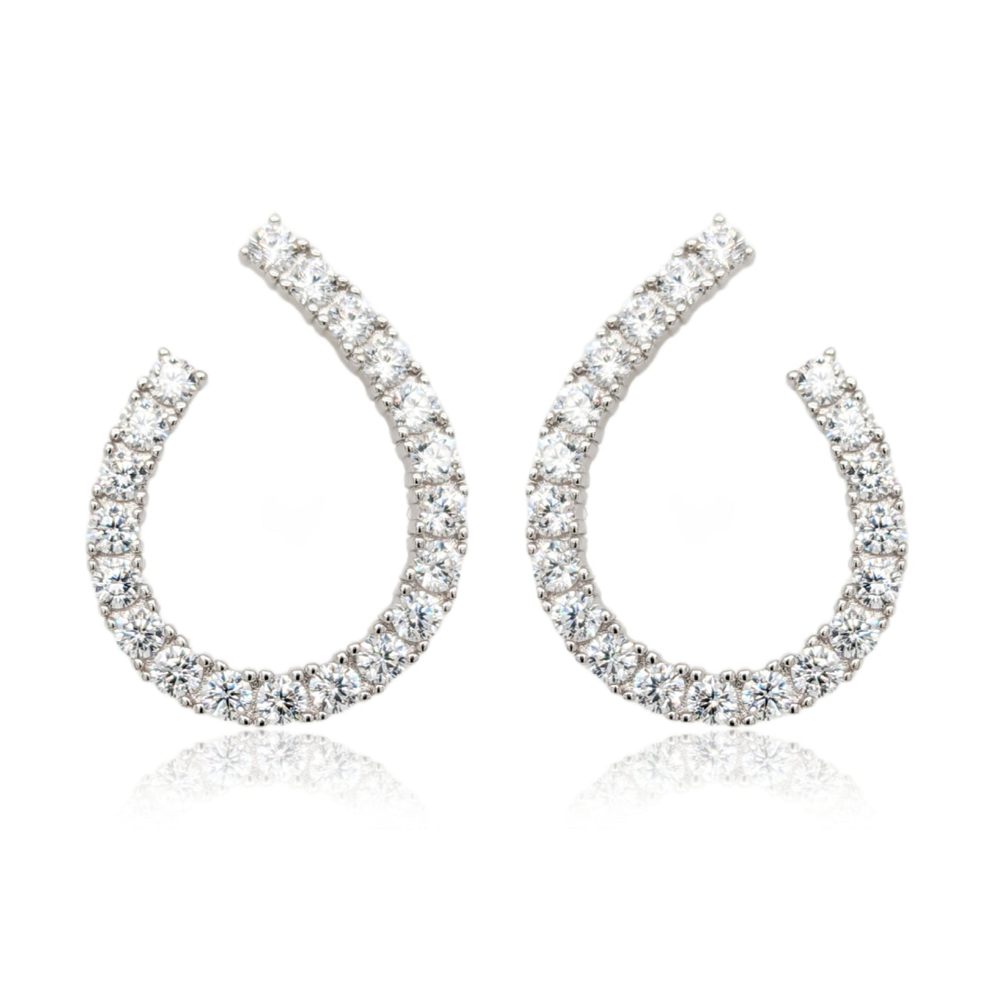 Sterling Silver 'J' CZ Tennis Earring on Post