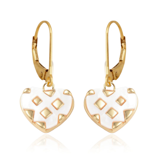 Mother of Pearl Heart Surgical Steel Earrings