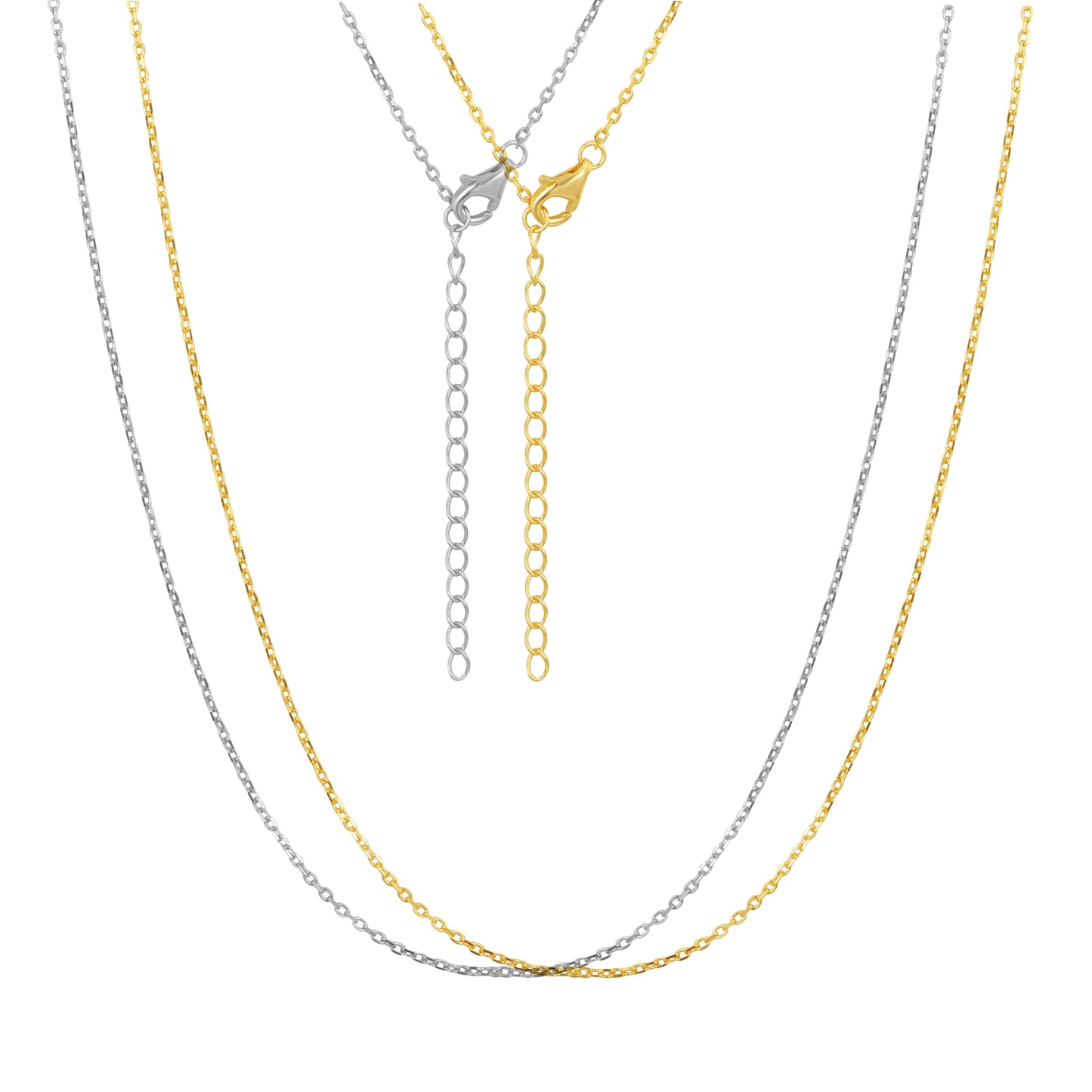 Sterling Silver 1.5mm or ~1mm Diamond Cut Cable Chain