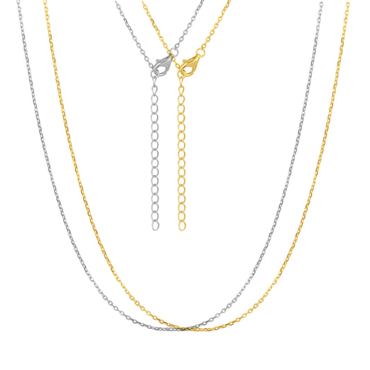 Sterling Silver 1.5mm or ~1mm Diamond Cut Cable Chain