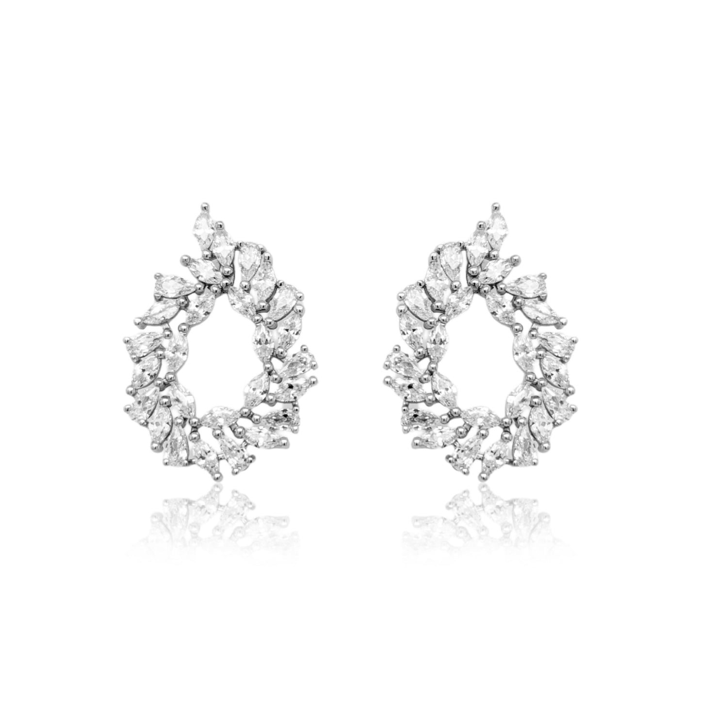 Sterling Silver Large Teardrop CZ Stud Earring