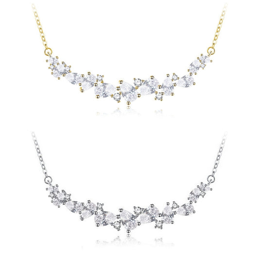 Sterling Silver Fancy CZ Bar Necklace