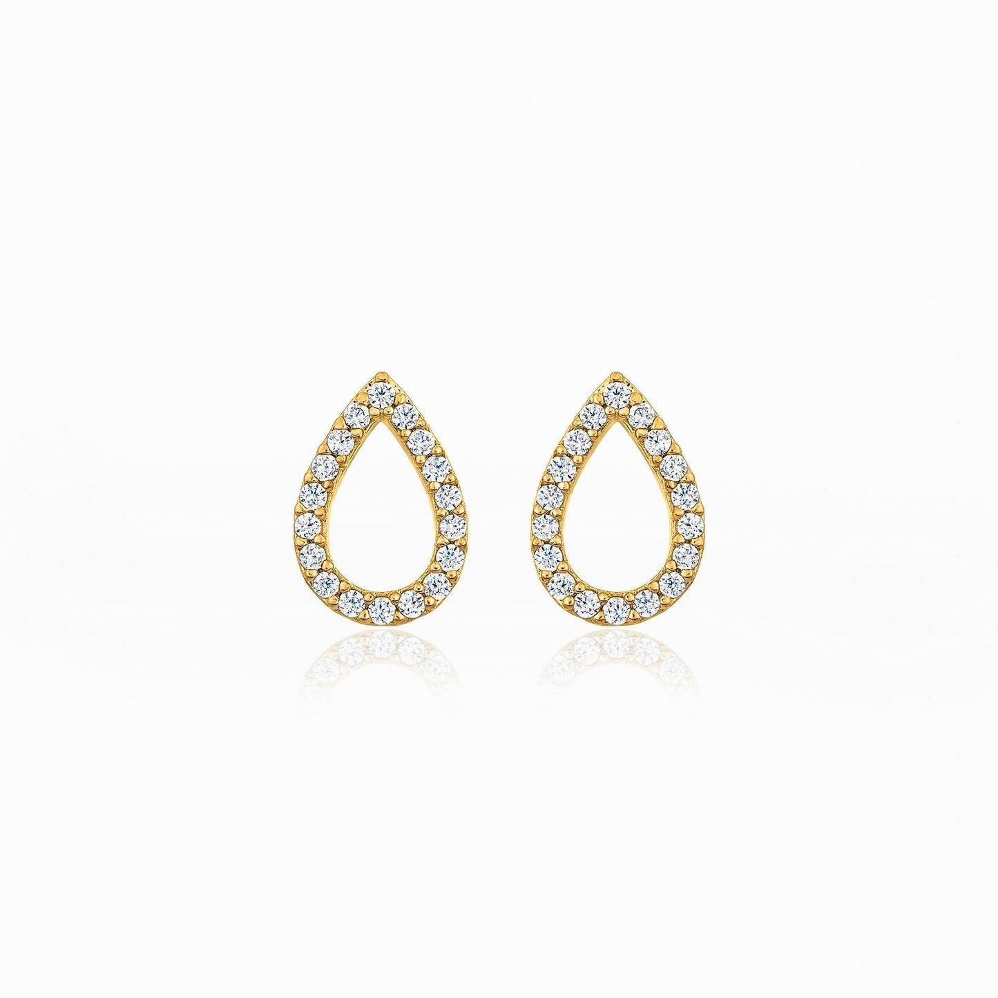 Sterling Silver CZ Outline Teardrop Stud Earring