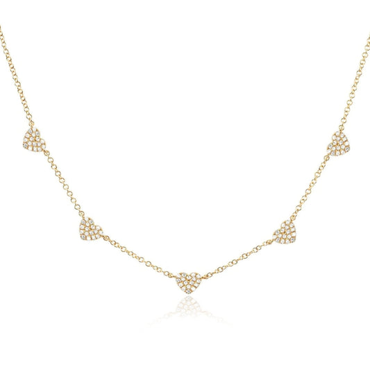 Gold Plated Sterling Silver Heart Station Necklace