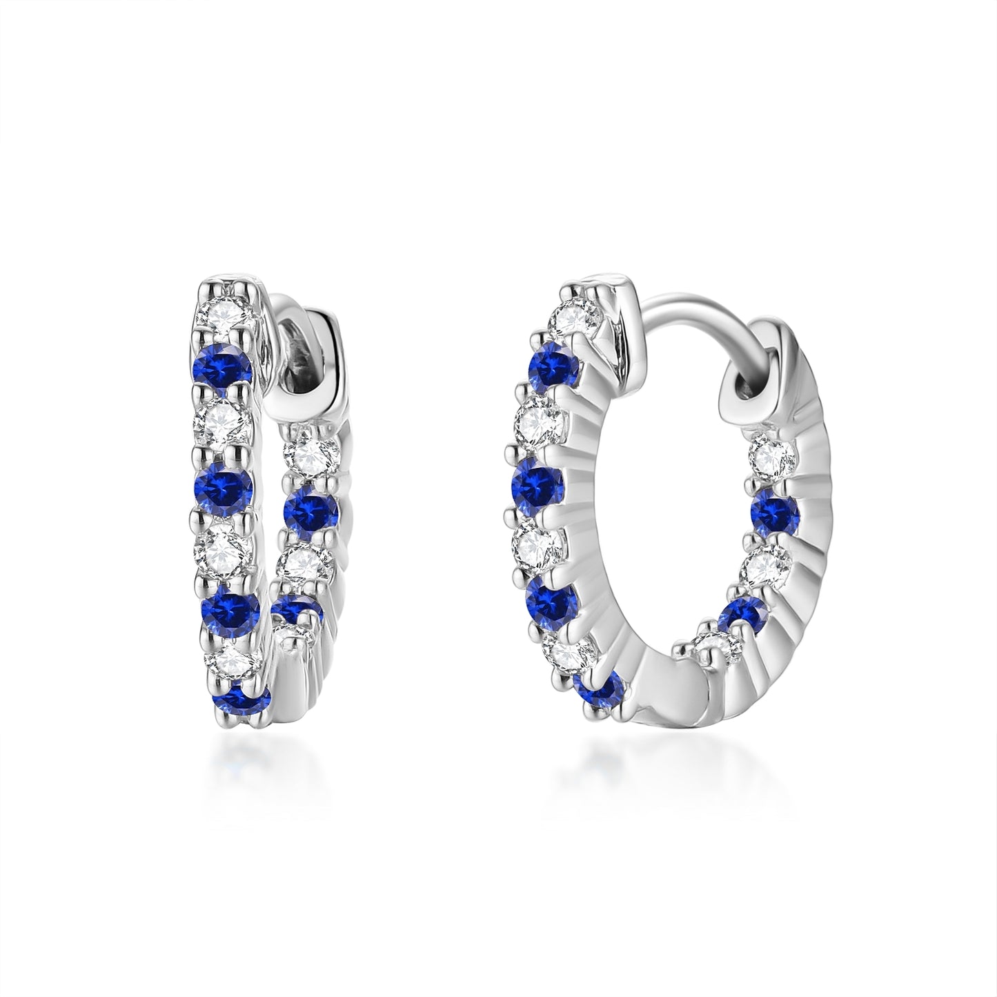 Surgical Steel Alternating Light Colorful and Clear CZ Hoop Earrings