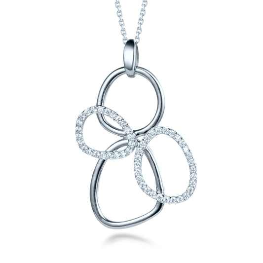 Sterling Silver Gold Plated Interlocking Circles CZ Pendant Necklace