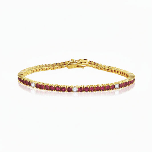 Gold Plated Sterling Silver Ruby, Emerald, Sapphire, or Black Colored CZ Stone Bracelet