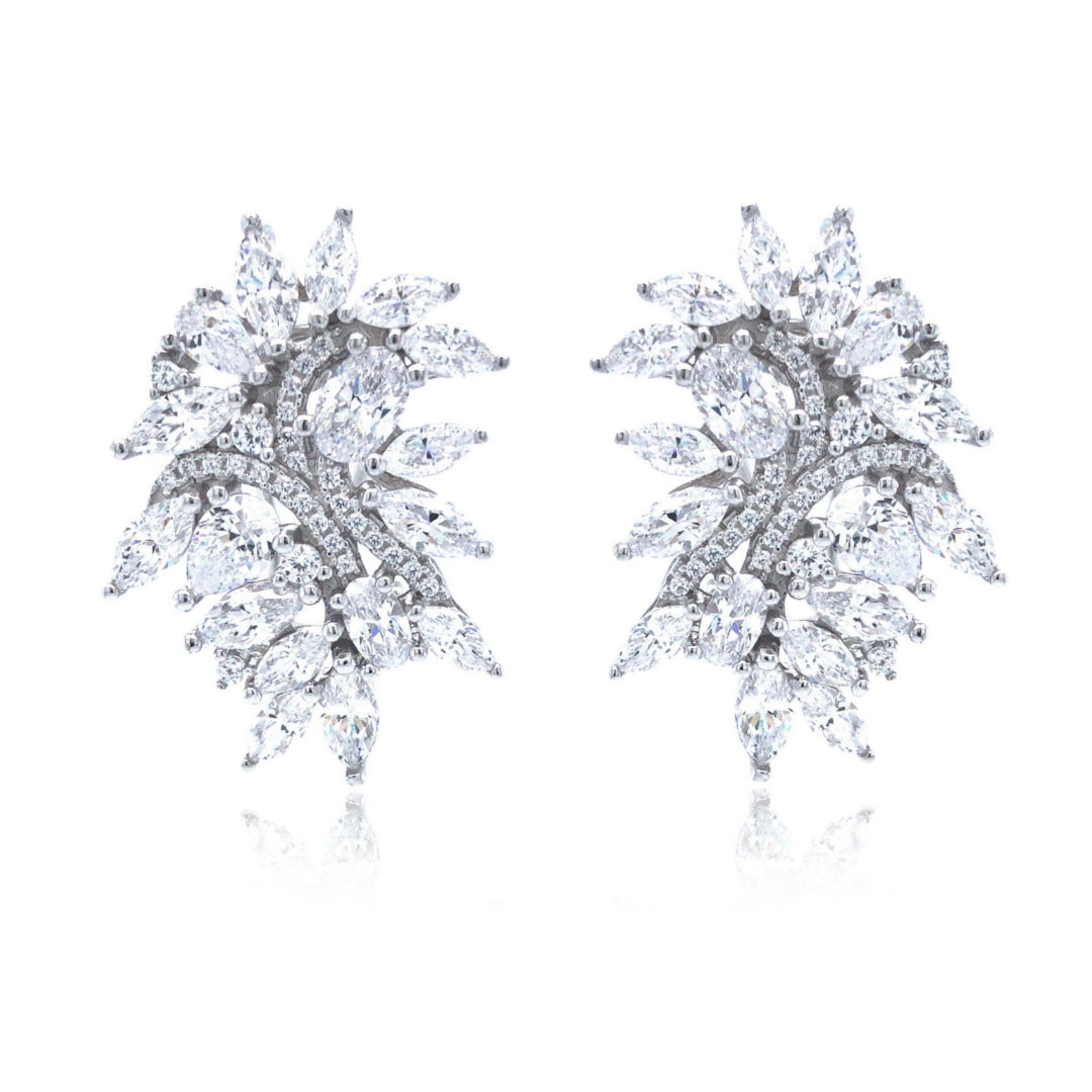 Sterling Silver CZ Large Stud Earring