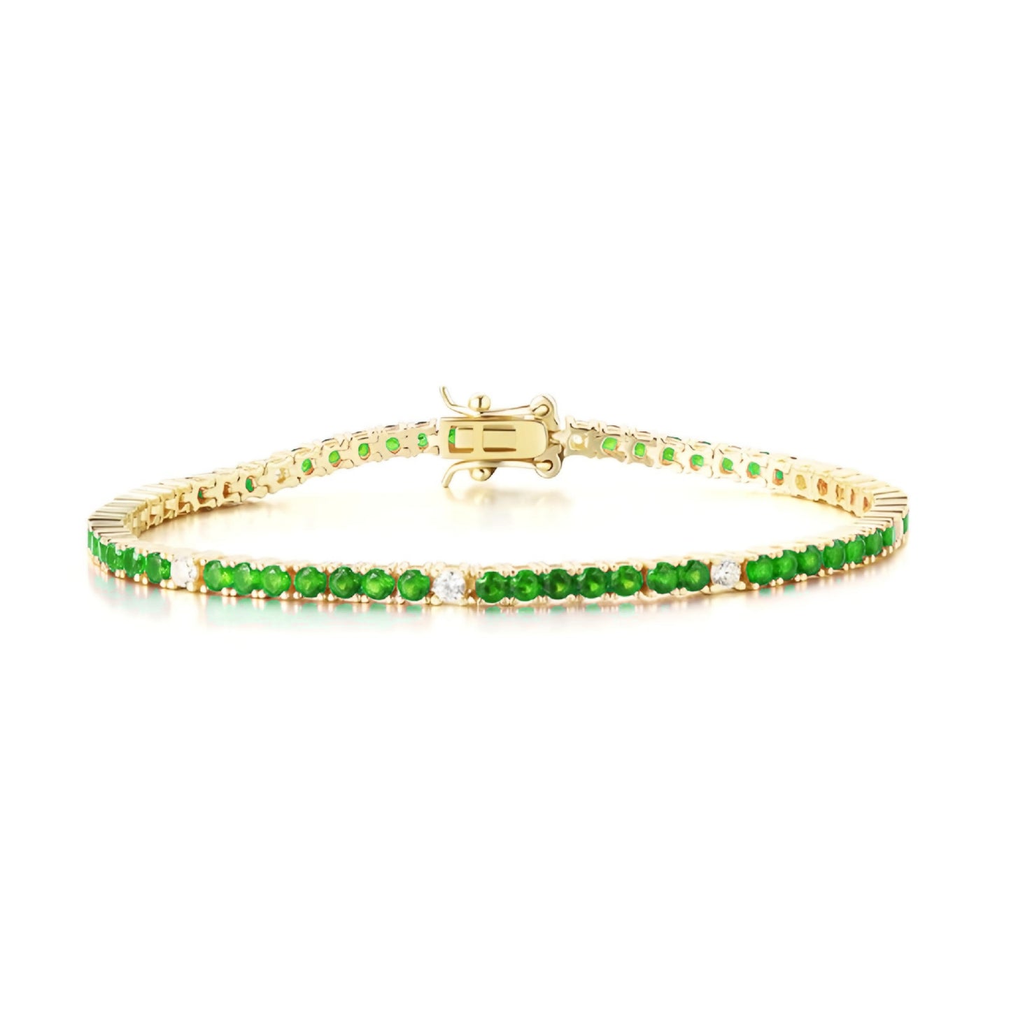 Sterling Silver Ruby, Emerald, Sapphire, or Black Colored CZ Stone Bracelet