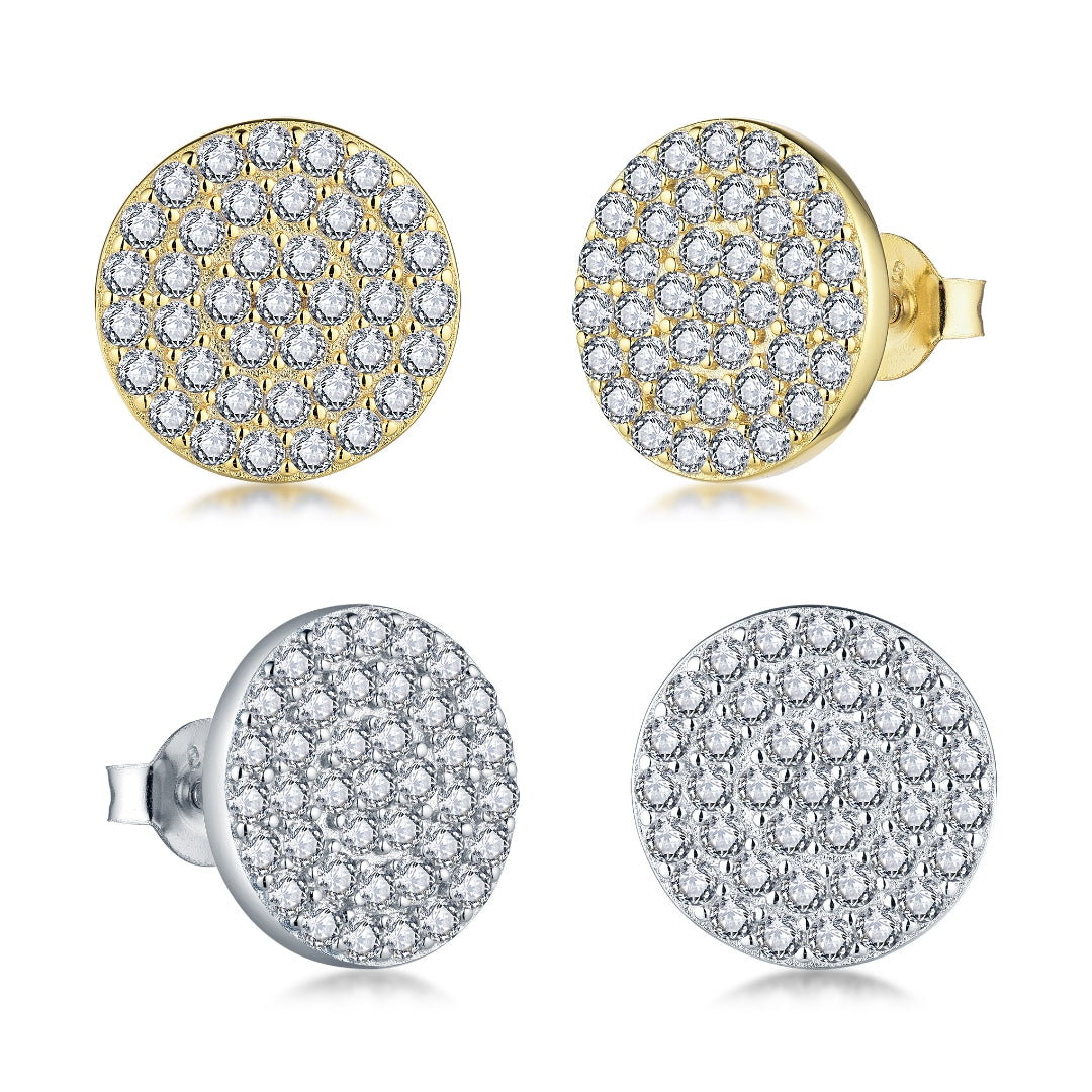 Sterling Silver 12mm Micropave Circle CZ Stud Earring