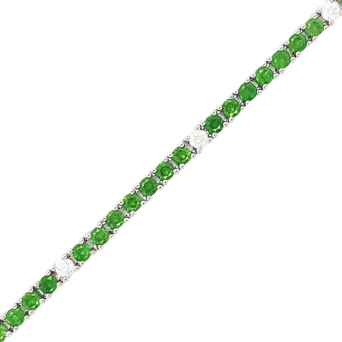 Sterling Silver Ruby, Emerald, and Sapphire Colored CZ Stone Bracelet