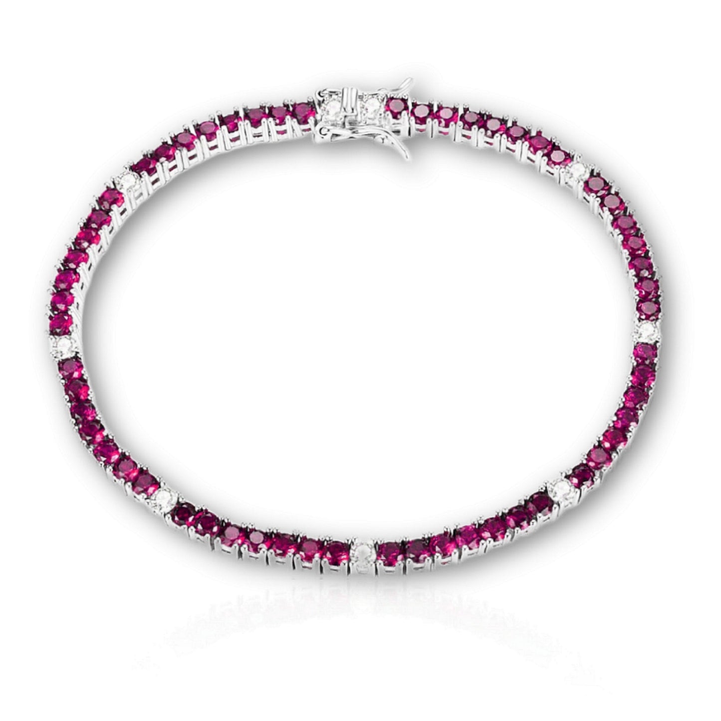 Sterling Silver Ruby, Emerald, and Sapphire Colored CZ Stone Bracelet