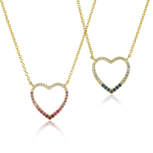Sterling Silver Colorful Heart Necklace