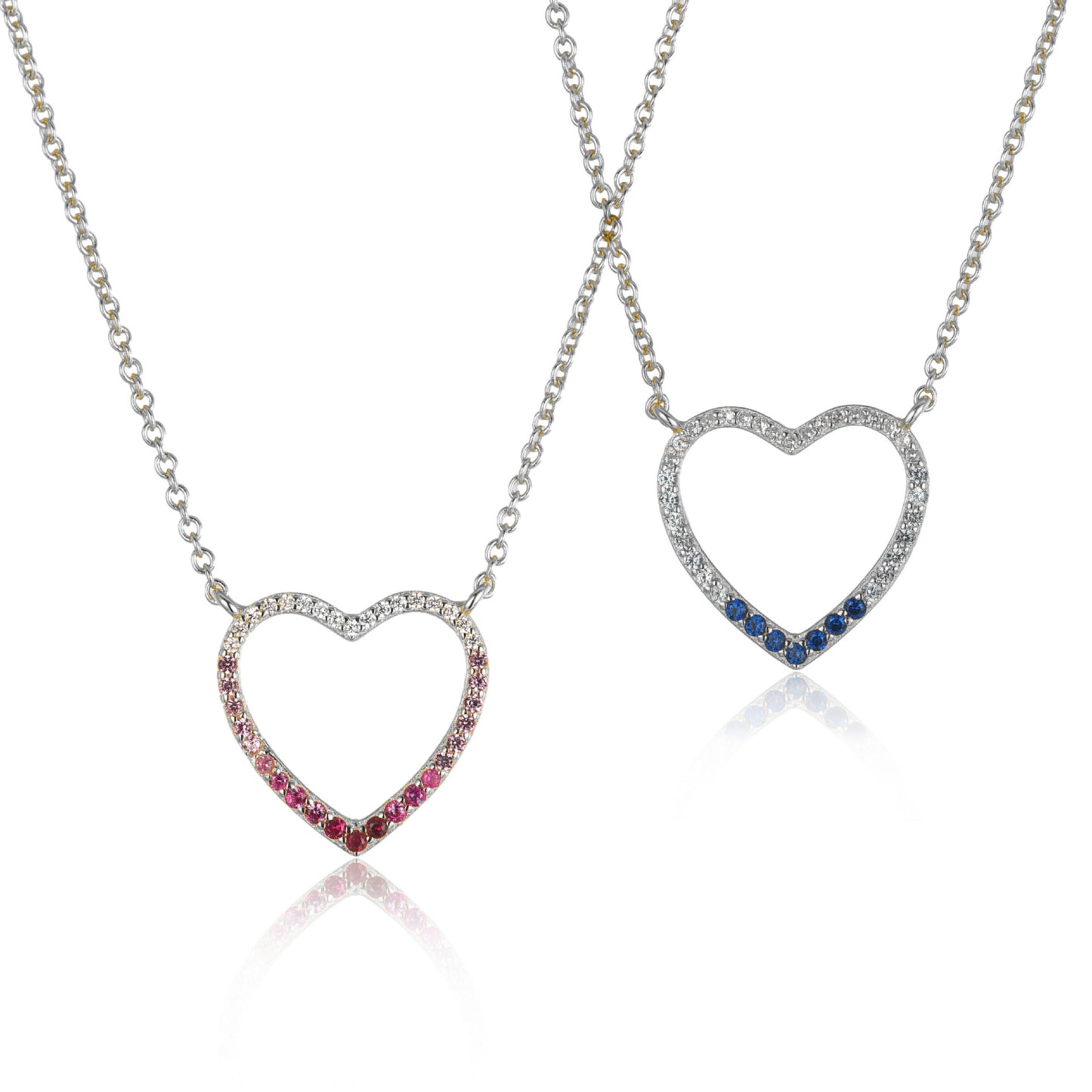 Sterling Silver Colorful Heart Necklace