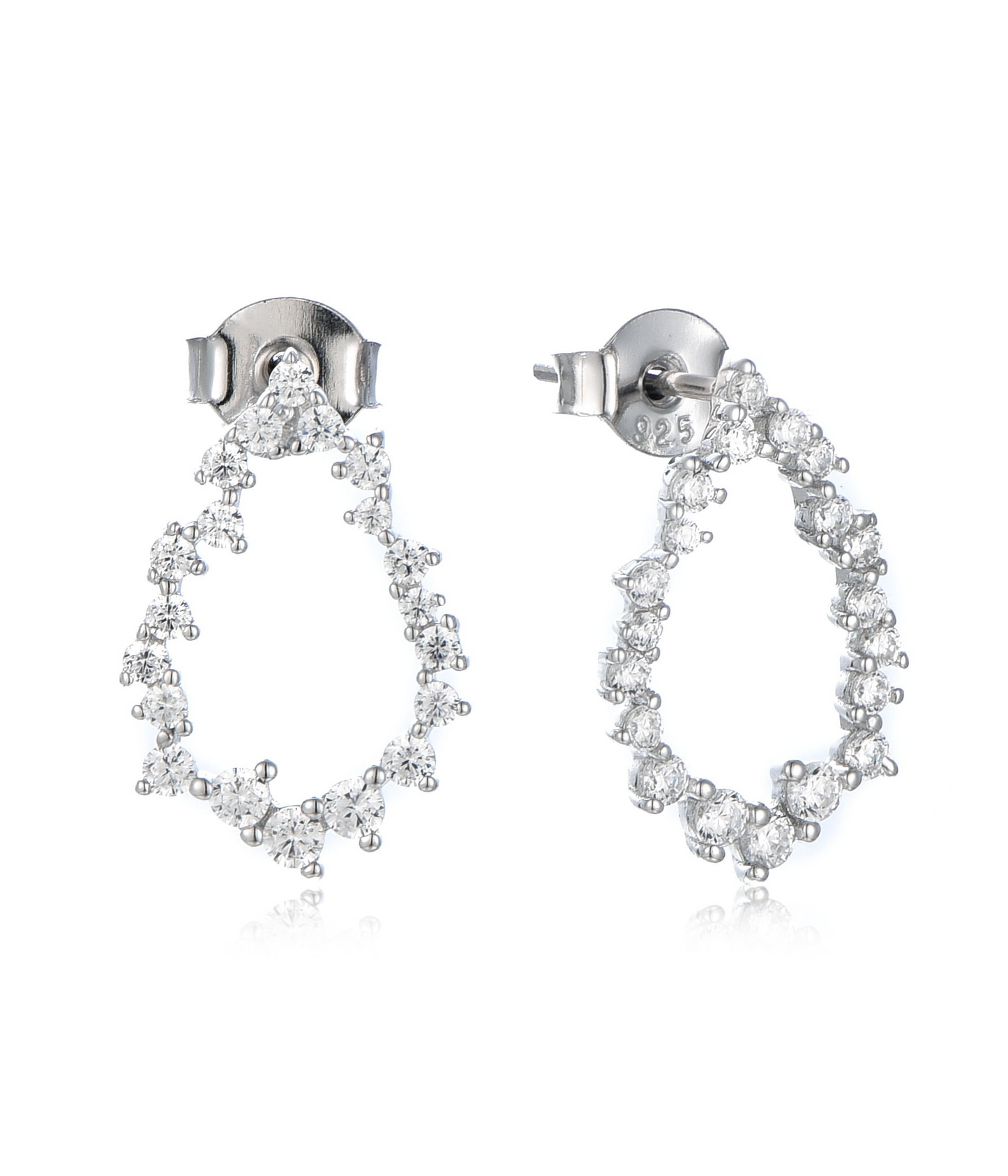 Sterling Silver Small Sprinkled CZ Teardrop Earrings on Post