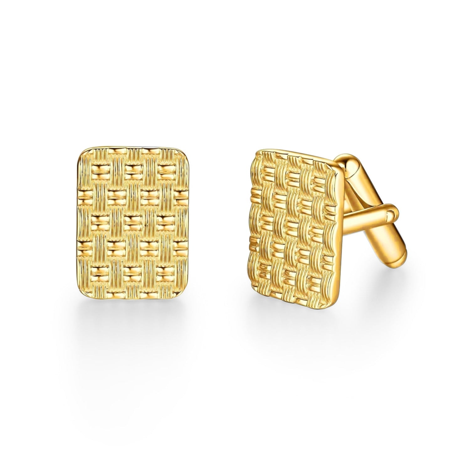Rhodium Plated or Gold-plated Sterling Silver Weave Cufflinks