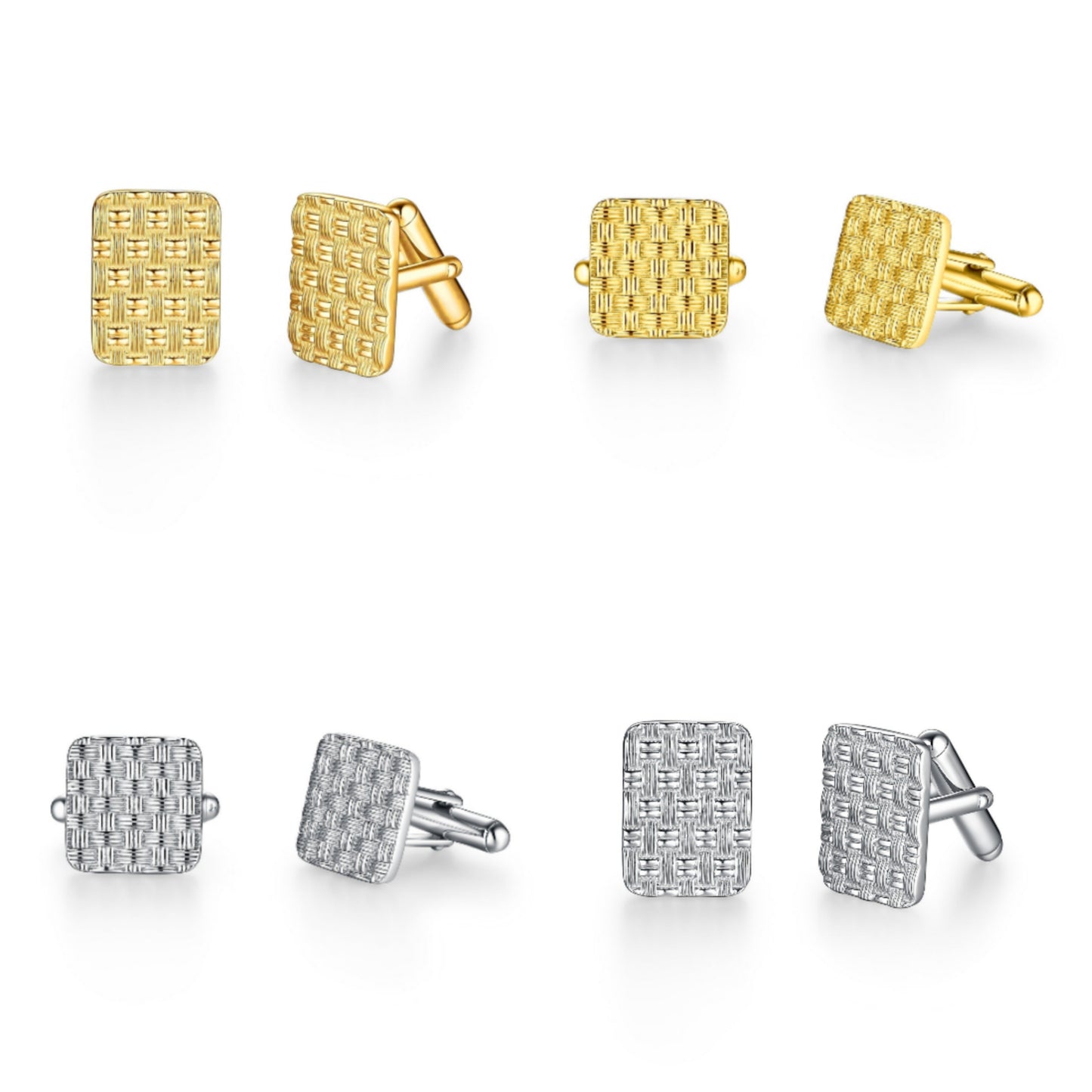 Rhodium Plated or Gold-plated Sterling Silver Weave Cufflinks