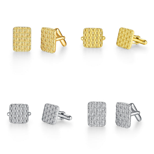 Rhodium Plated or Gold-plated Sterling Silver Weave Cufflinks