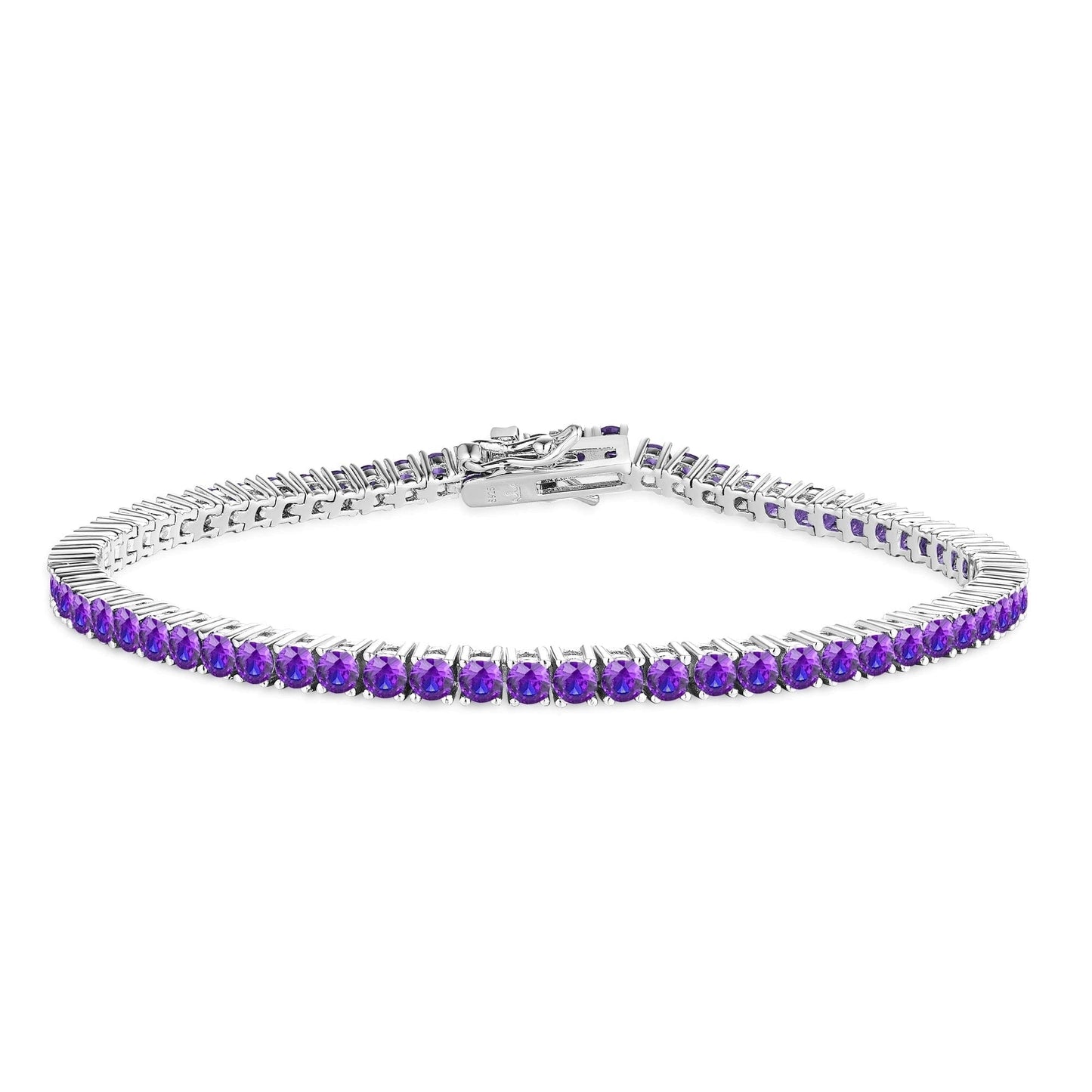 Sterling Silver Ruby, Emerald, Sapphire, Violet, or Black Colored CZ Tennis Bracelets
