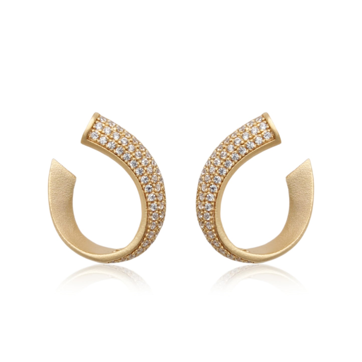 Gold Plated Sterling Silver Micropave Front Back Earring