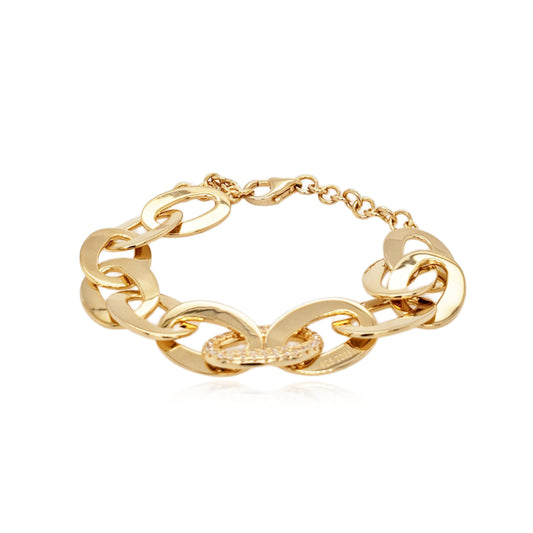 Gold Plated Sterling Silver CZ Oval Link Bracelet