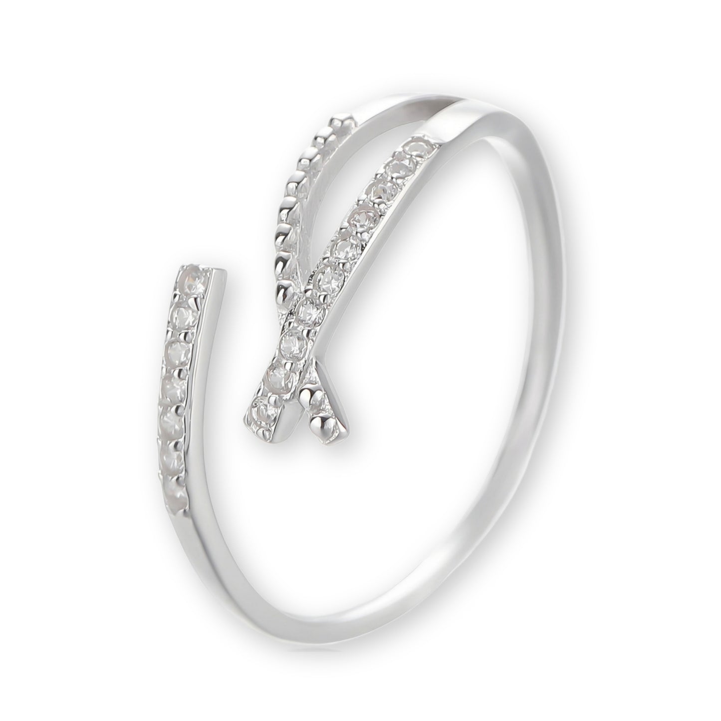 Sterling Silver Overlapping/Crossover Elegant Ring
