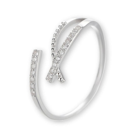 Sterling Silver Overlapping/Crossover Elegant Ring