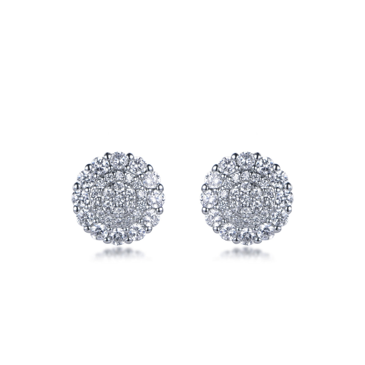 Sterling Silver Round CZ Micropave Stud Earrings