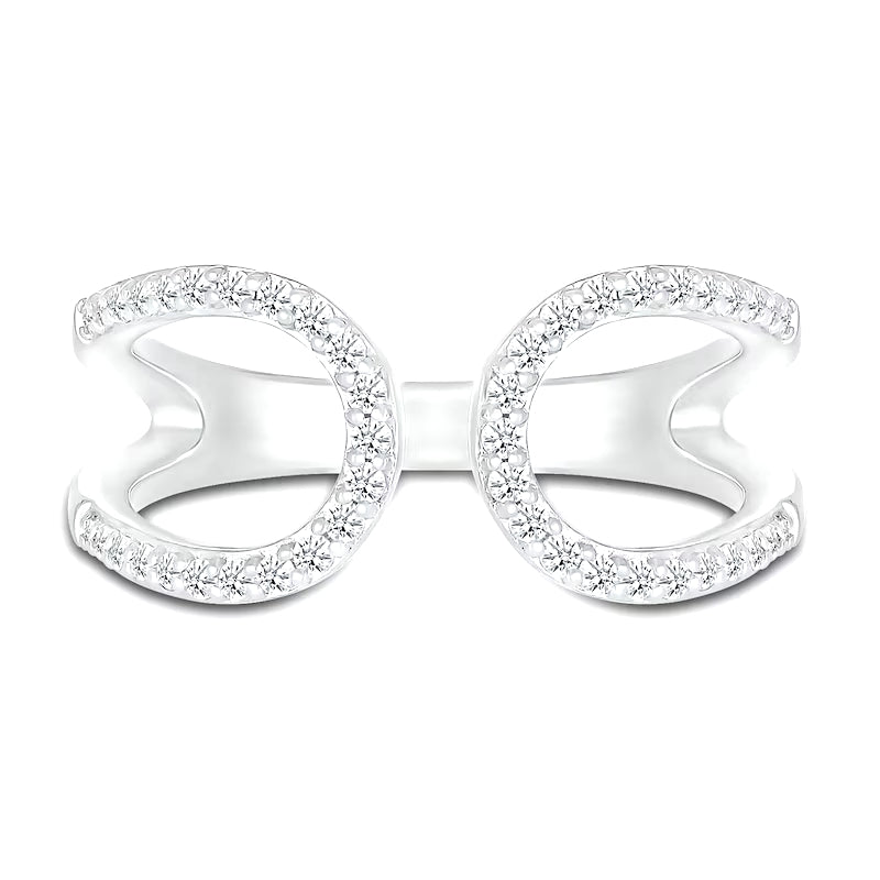 Sterling Silver Open Curved CZ Elegant Ring