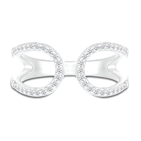 Sterling Silver Open Curved CZ Elegant Ring