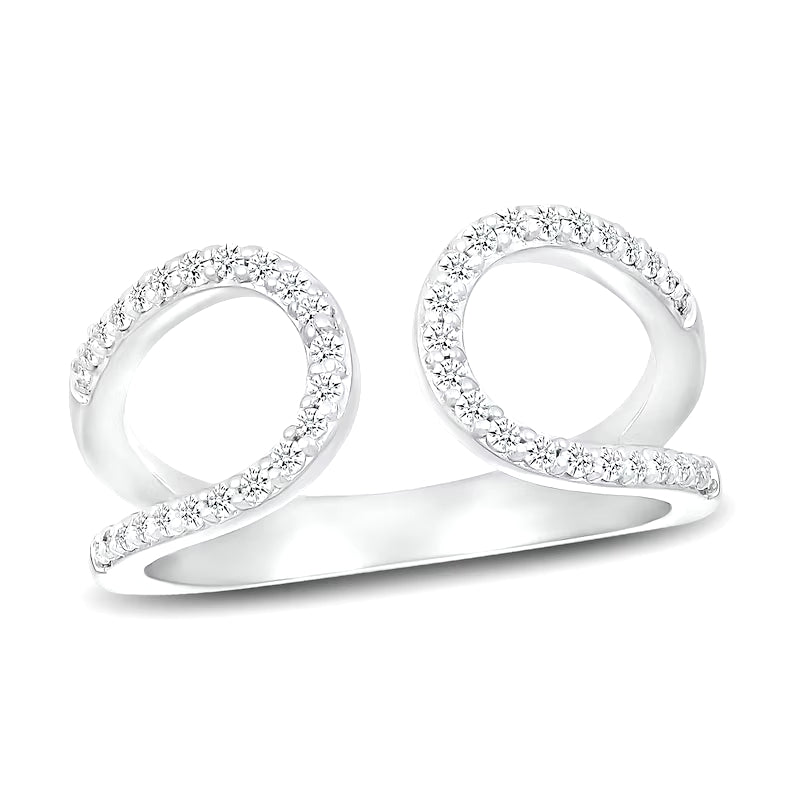 Sterling Silver Open Curved CZ Elegant Ring