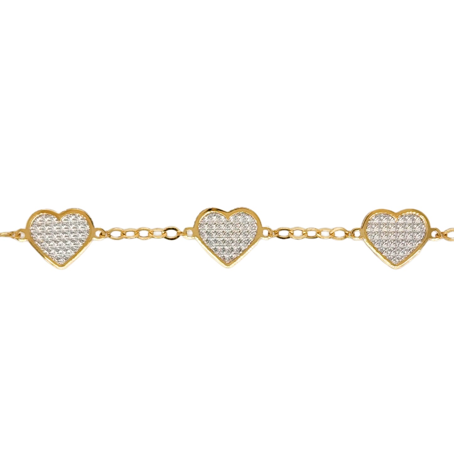 14k Gold Diamond Cut Hearts Bracelet