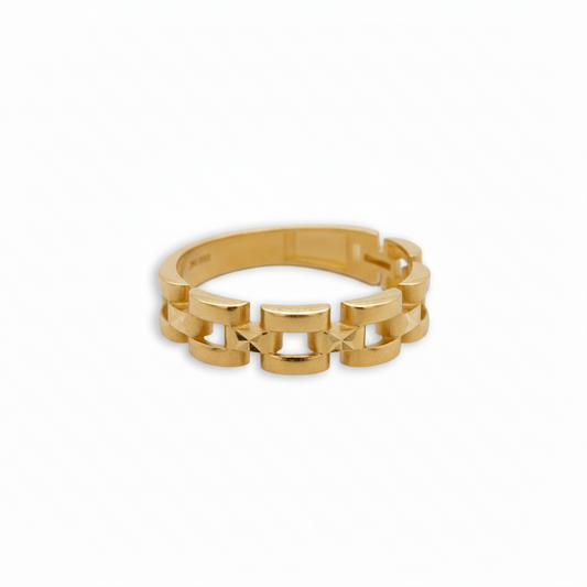 14k Gold Square Link Ring