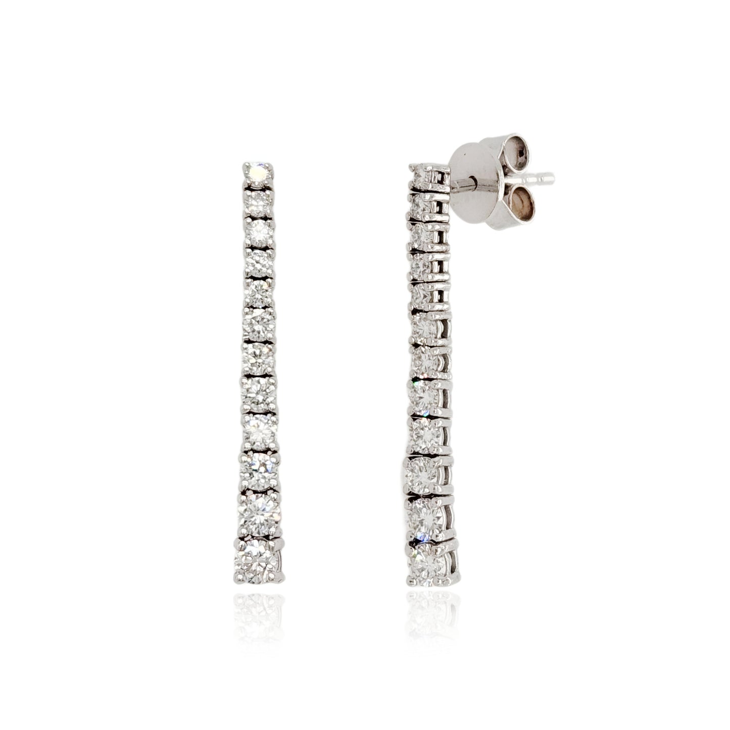 14K 24 Stone Lab Grown Diamond Graduated Tennis Earrings