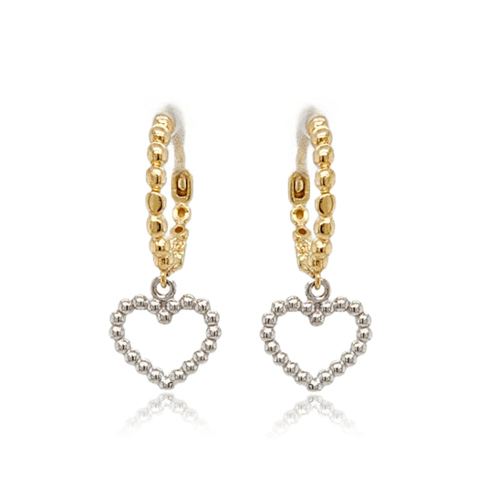 14k Gold Outline Heart on Hoop Children's Earring