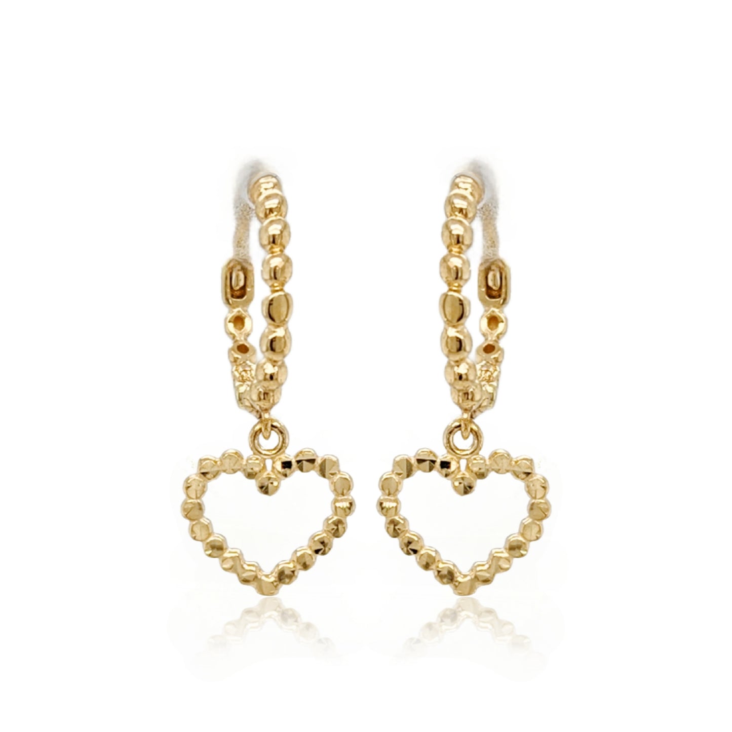 14k Gold Outline Heart on Hoop Children's Earring