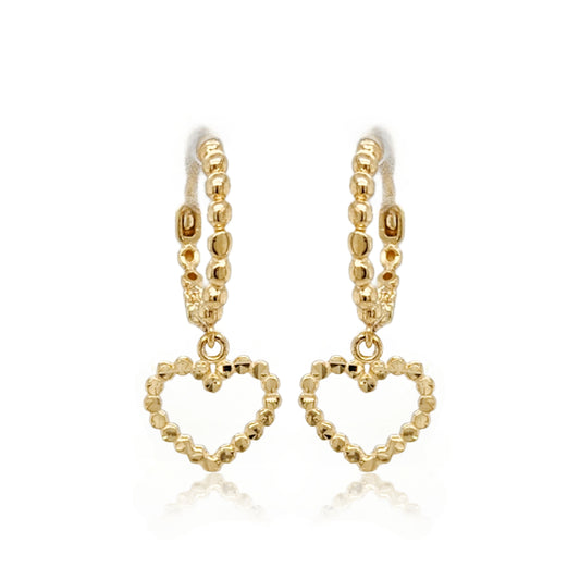 14k Gold Outline Heart on Hoop Children's Earring