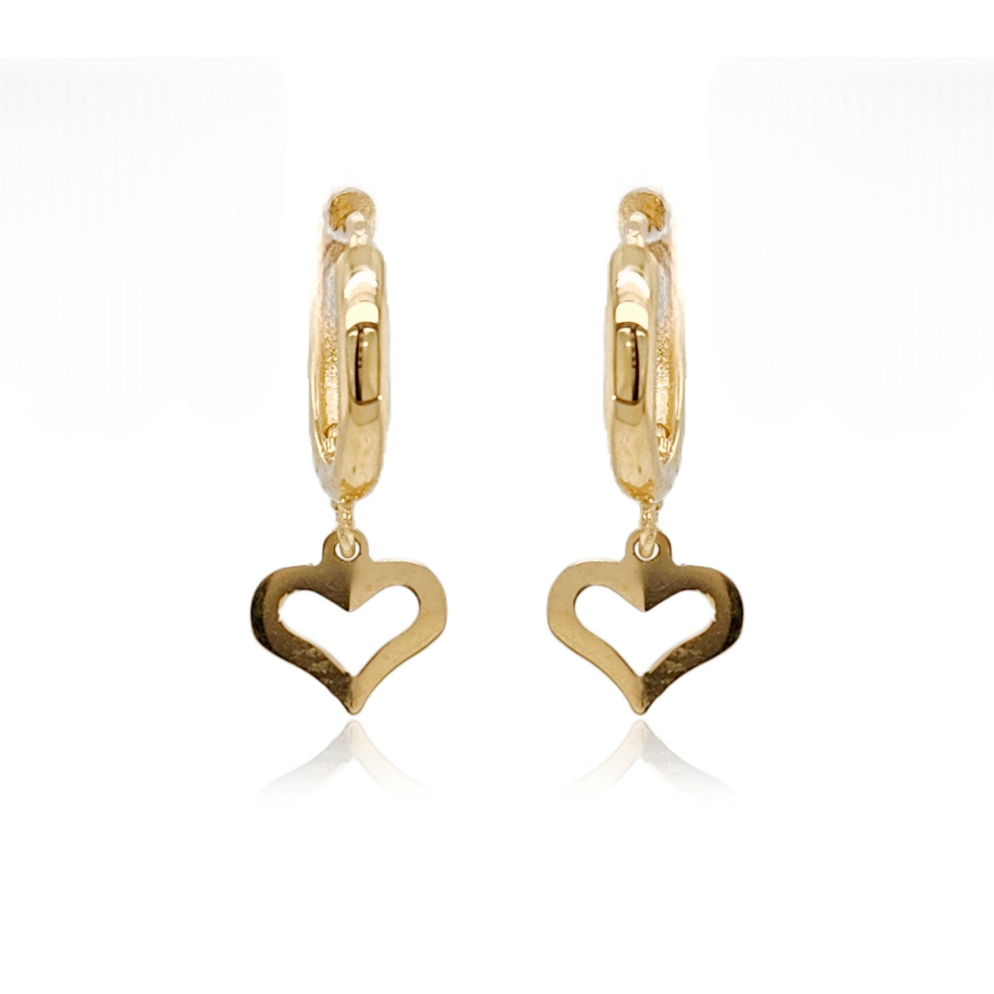 14k Gold Small Open Heart on Hoop Children's Earring