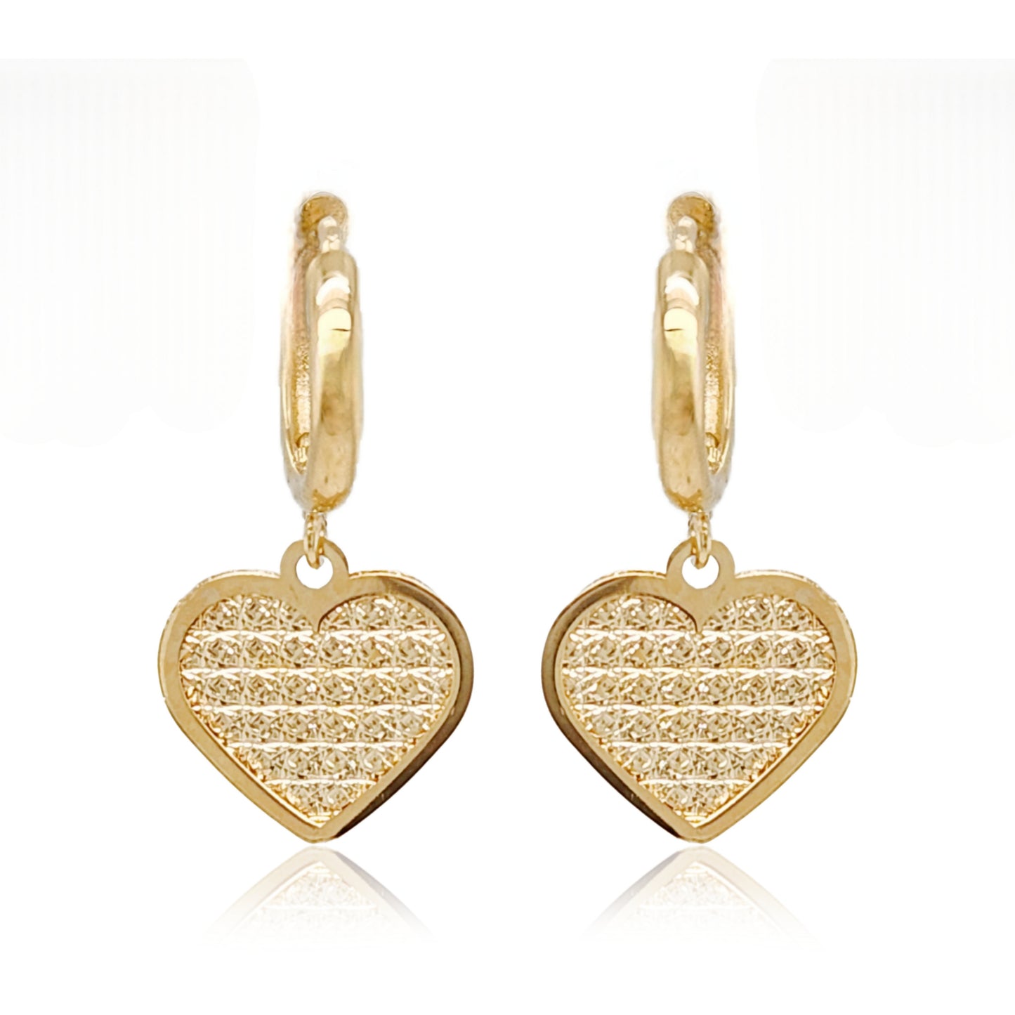 14k Gold Diamond Cut Heart Earring